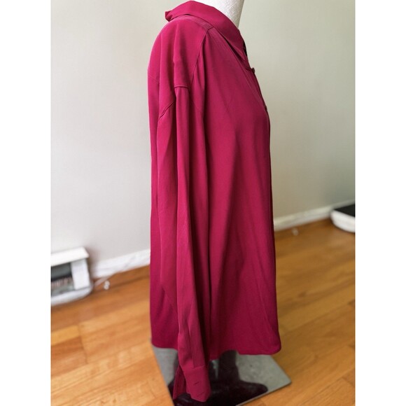 Barrie Pace Vintage 80s Silk Blouse Button Down Formal Shirt Magenta Size 18 1X - Picture 5 of 16